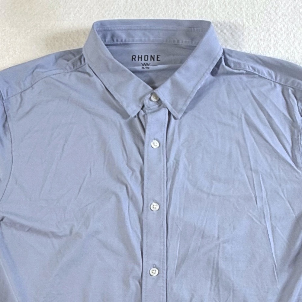 Rhone Button Down Shirt Mens XL Short Sleeve Commuter Italian Fabric Light Blue
